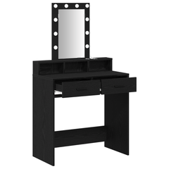 Sminkebord med LED Lys, Svart Eik, 79x41x140 cm
