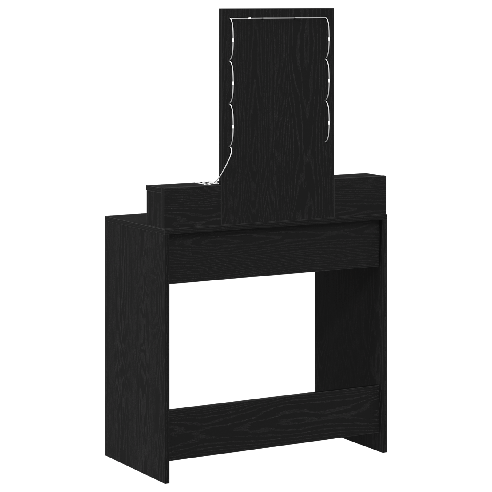 Sminkebord med LED Lys, Svart Eik, 79x41x140 cm