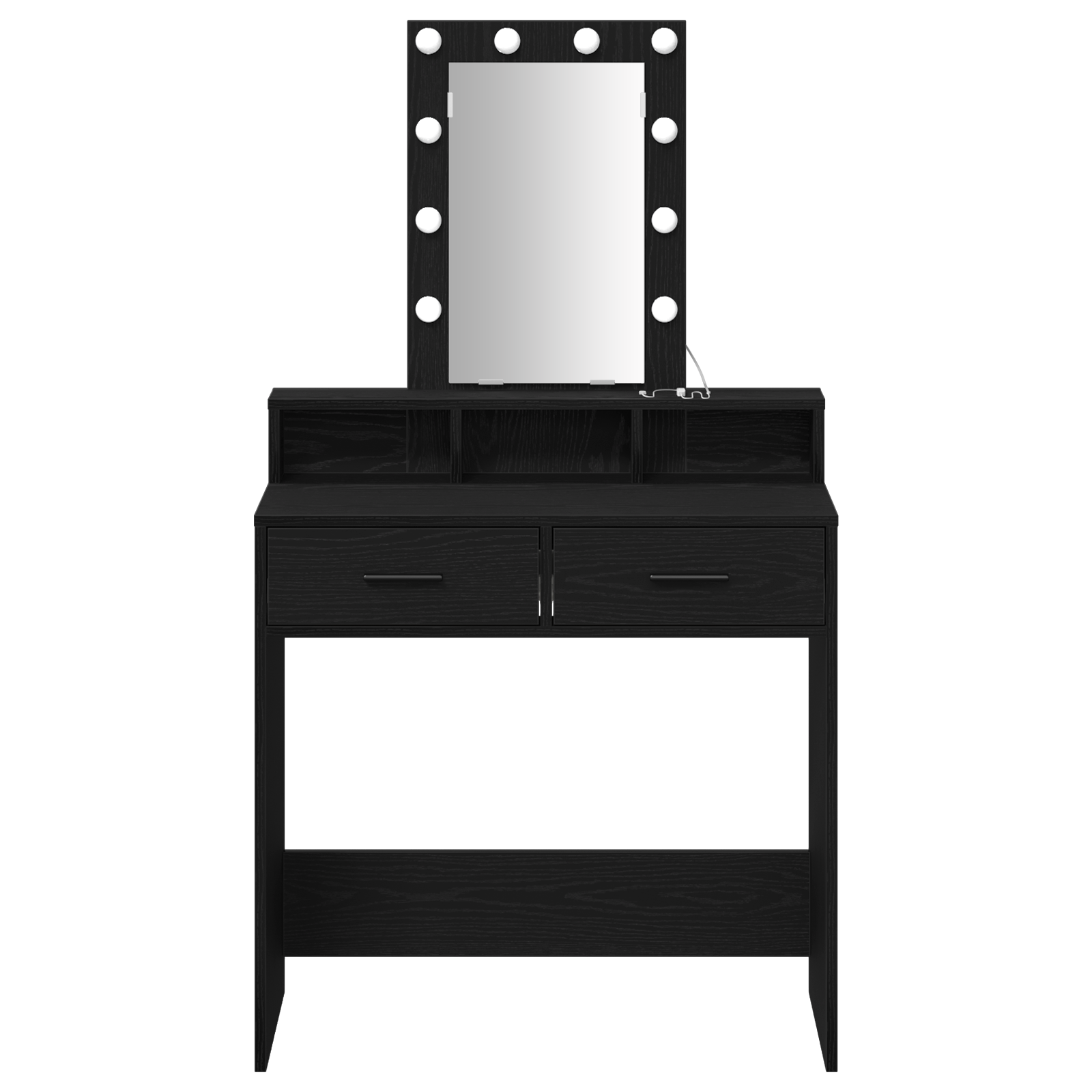 Sminkebord med LED Lys, Svart Eik, 79x41x140 cm
