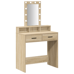 Sminkebord med LED-lamper Sonoma Eik 79x41x140 cm