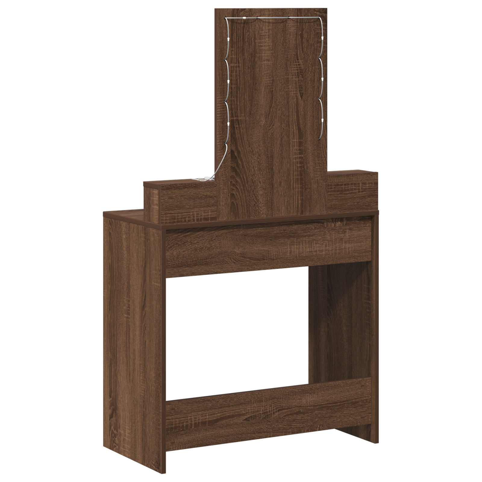 Sminkebord med LED-lamper i brun eik 79x41x140 cm