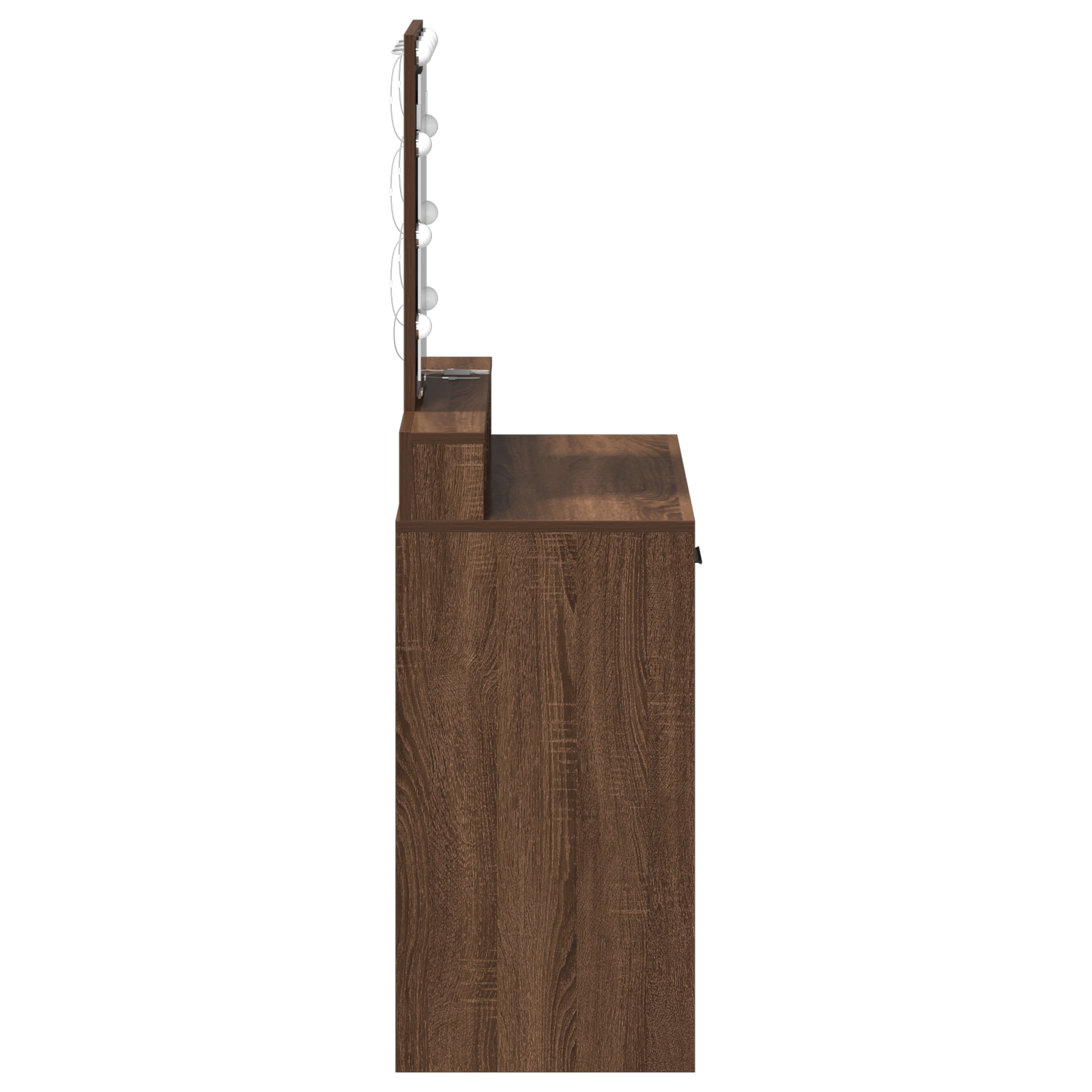 Sminkebord med LED-lamper i brun eik 79x41x140 cm