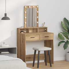 Sminkebord med LED-lys i Artisan Eik 79x41x140 cm