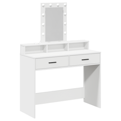Sminkebord med LED-lamper Hvit 100x41x140 cm