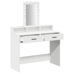 Sminkebord med LED-lamper Hvit 100x41x140 cm