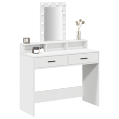 Sminkebord med LED-lamper Hvit 100x41x140 cm