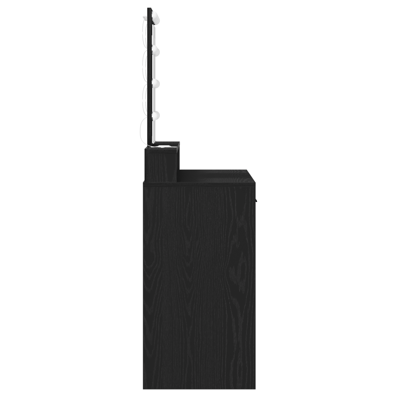 Sminkebord med LED-lamper i svart eik, 100x41x140 cm