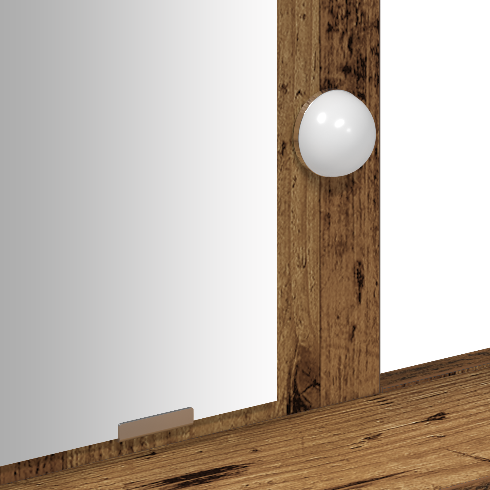 Sminkebord med LED-lys i gammelt tre 100x41x140 cm
