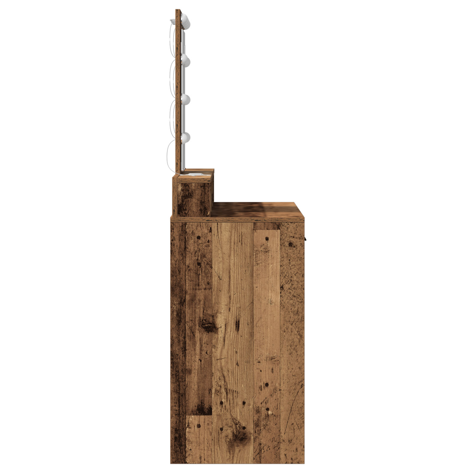 Sminkebord med LED-lys i gammelt tre 100x41x140 cm