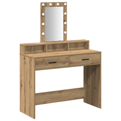 Sminkebord med LED-lamper Artisan Eik 100x41x140 cm