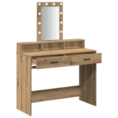 Sminkebord med LED-lamper Artisan Eik 100x41x140 cm