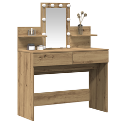 Sminkebord med LED Artisan Eik 100x40x130 cm